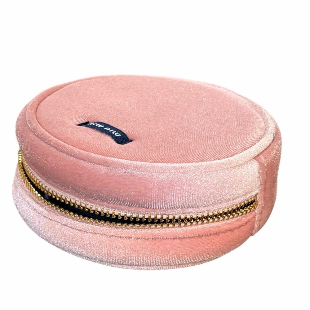 Miu Miu Blush Pink Velvet Bag Gold Chain Wristlet - Picture 2 of 8